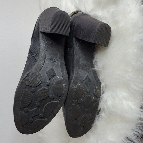 MJUS Black Leather Buckle Block Heel Boot Size 41/10 - Picture 8 of 10